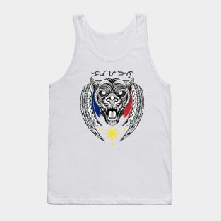 Philippine 3 Stars Sun / Tribal line Art Tiger / Black Panther / Baybayin word Katapangan (Courage) Tank Top